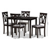 Baxton Studio Sylvia Grey Upholstered and Brown Finished 5-Piece Dining Set 142-8028-8026